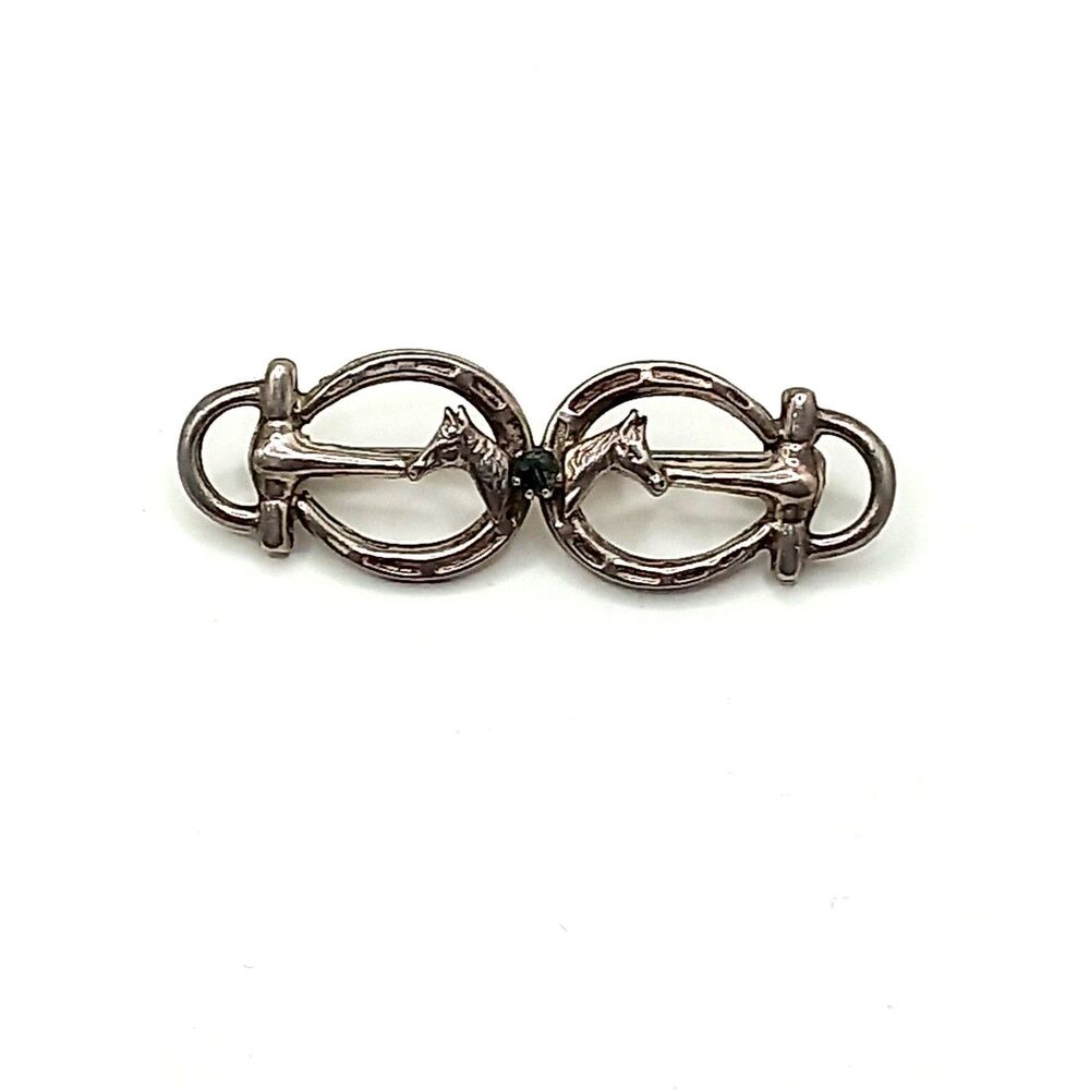 Vintage Sterling Brooch Horses Horseshoes